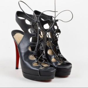 Louboutin Laced peep toe heels